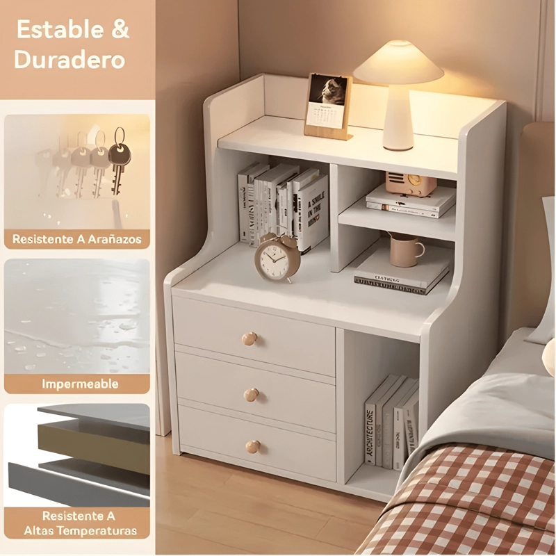 VELADOR 3 NIVELES CON CAJONES MATE 48X30X70CM BLANCO #2 - 4
