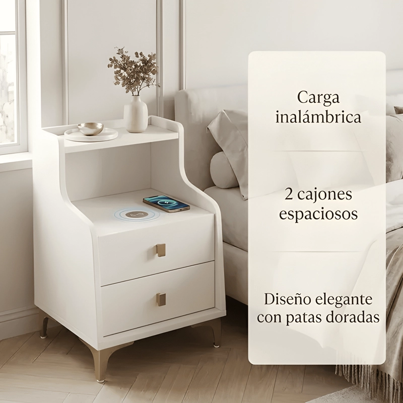 VELADOR 2 NIVELES CARGADOR INALAMBRICO HOMER 40X34X58 BLANCO - 1