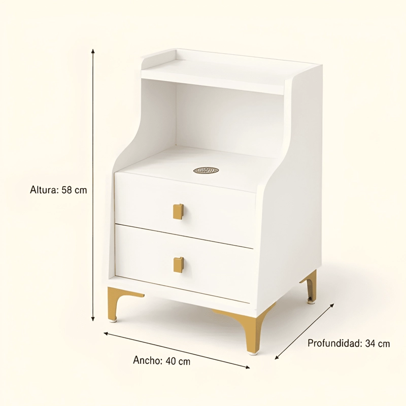 VELADOR 2 NIVELES CARGADOR INALAMBRICO HOMER 40X34X58 BLANCO - 2