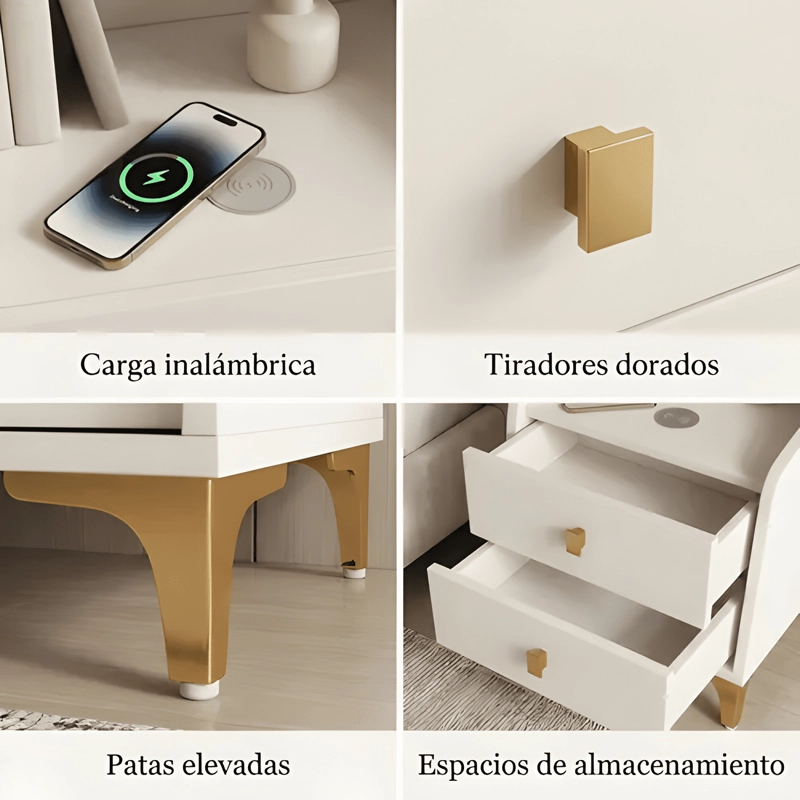 VELADOR 2 NIVELES CARGADOR INALAMBRICO HOMER 40X34X58 BLANCO - 3
