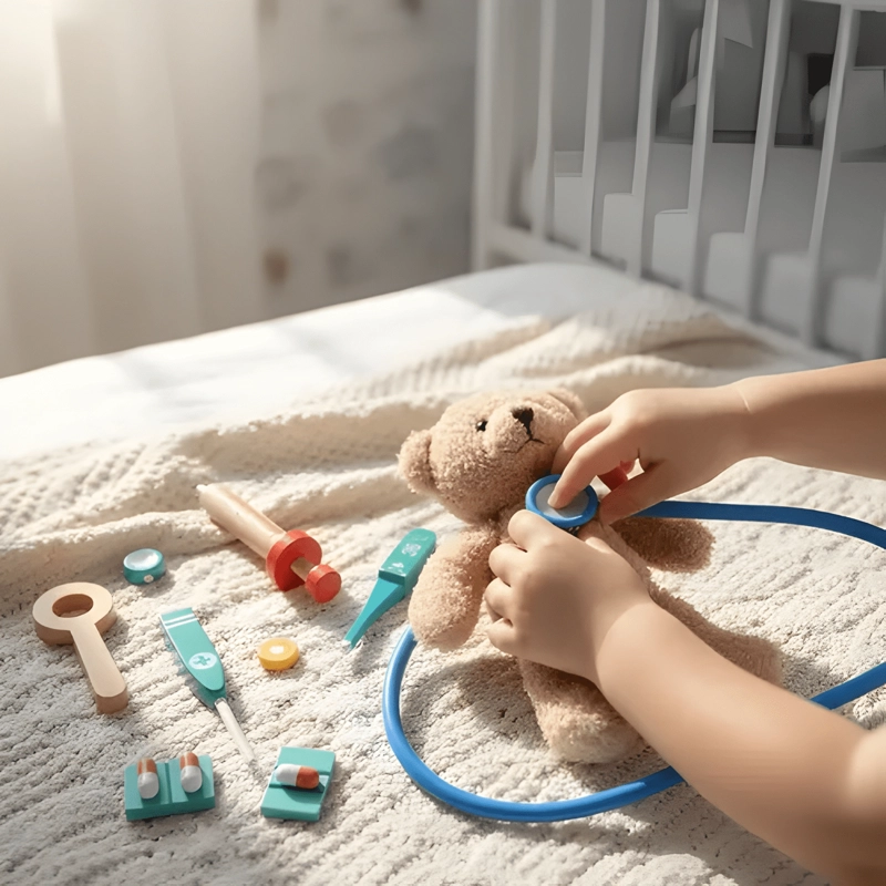 SET DOCTOR JUGUETE MADERA CON ESTETOSCOPIO PARA NIÑOS #5 - 3