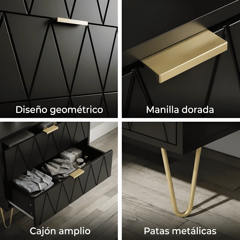 COMODA ZAPATERO ORGANIZADOR DB08 ACABADO MATE NEGRO - 3