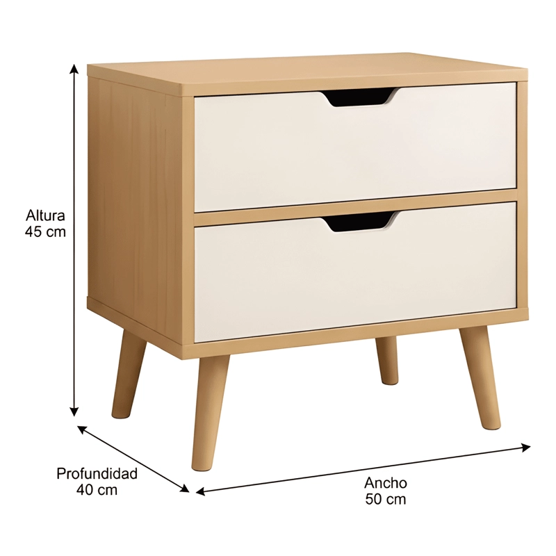 VELADOR 2 NIVELES CAJONES HOMER DESIGN 50X40X45 MADERA #1 - 1