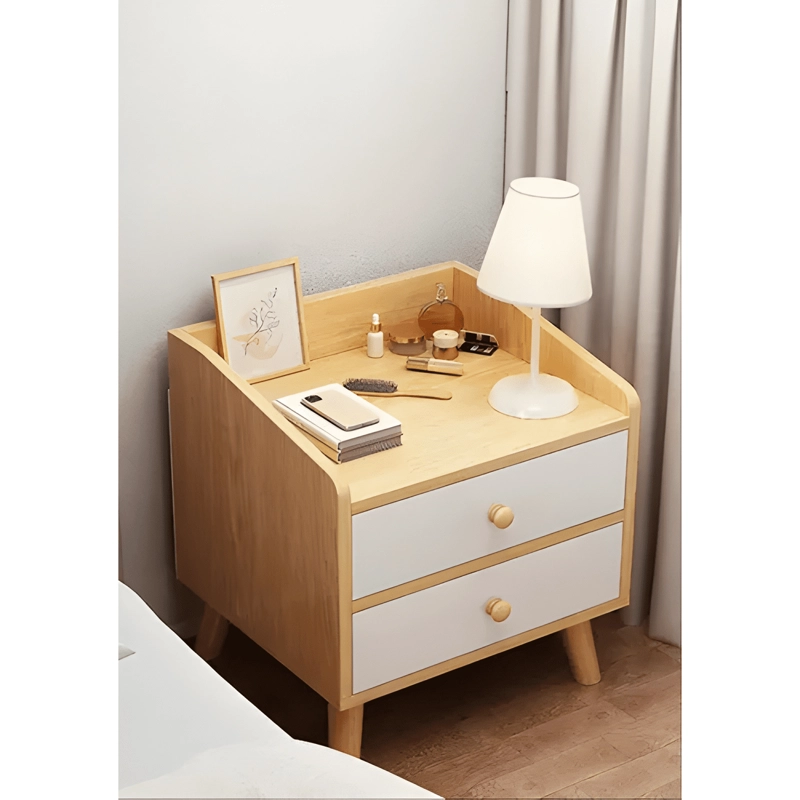 VELADOR 2 CAJONES MODERNO MDF MATE 37X30X48CM MARRON CLARO - 3