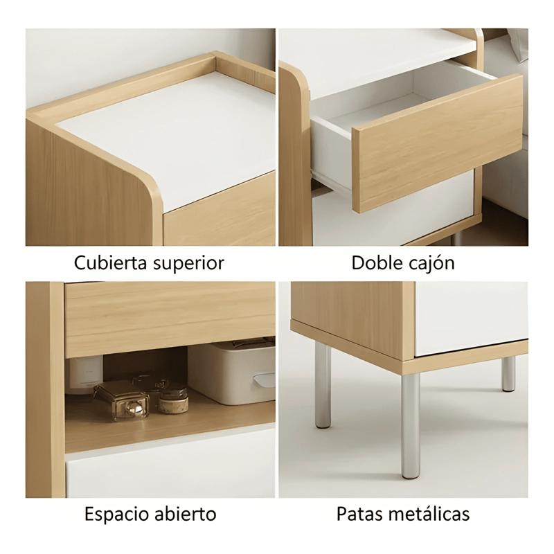 VELADOR 2 NIVELES CAJONES BICOLOR MODERNO 45X40X60CM - 3