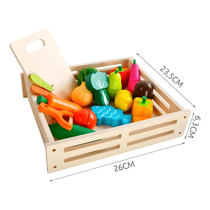 SET DE FRUTAS Y VERDURAS DE MADERA DIDACTICO 17 PIEZAS #1 - 4