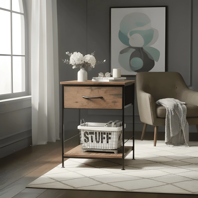 PACK 2 MESAS DE CENTRO LATERAL LIVING VELADOR 40X40X53CM - 1