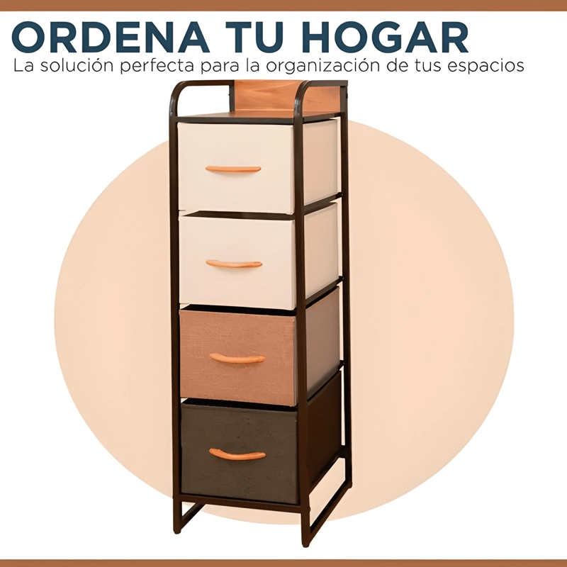 VELADOR CAJONERA CARRY ALL 4 CAJONES MARCO METALICO MADERA - 2