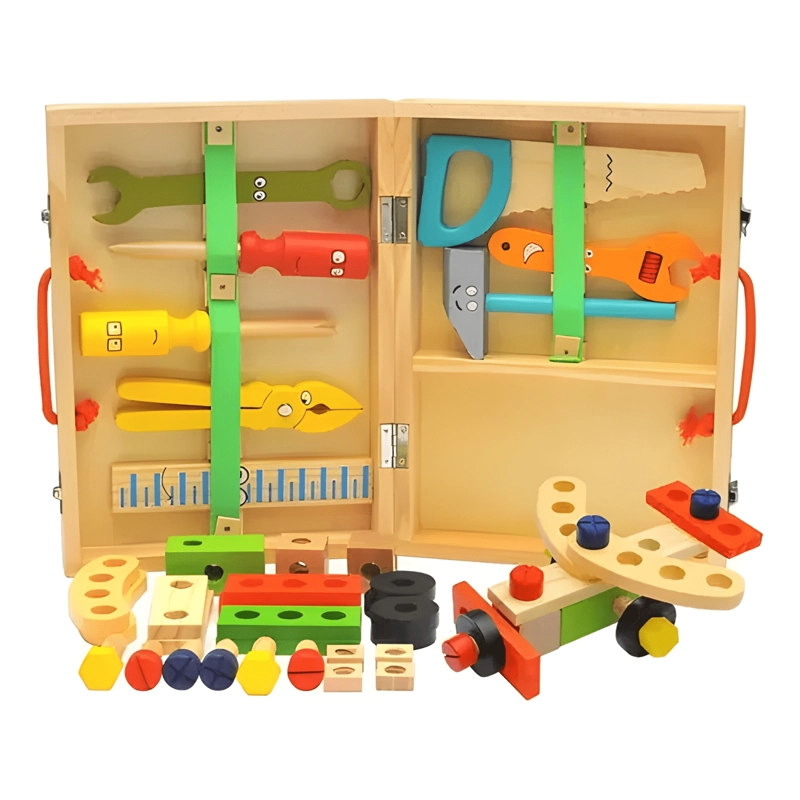 SET DE HERRAMIENTAS CAJA DE MADERA MONTESSORI PARA NIÑOS - 2