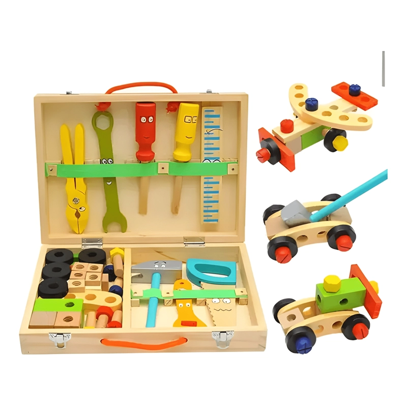 SET DE HERRAMIENTAS CAJA DE MADERA MONTESSORI PARA NIÑOS - 3