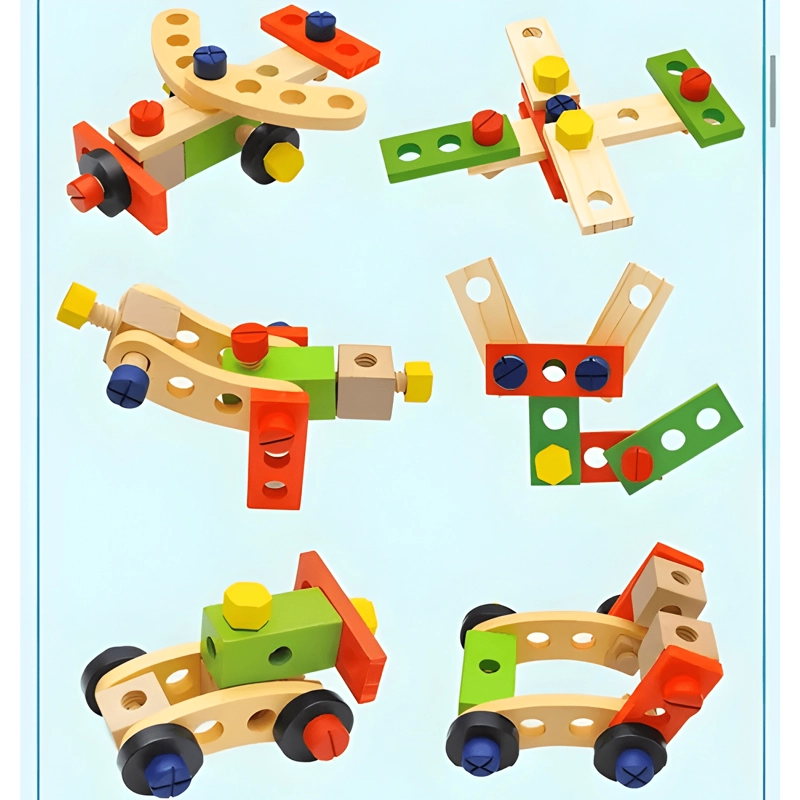 SET DE HERRAMIENTAS CAJA DE MADERA MONTESSORI PARA NIÑOS - 4