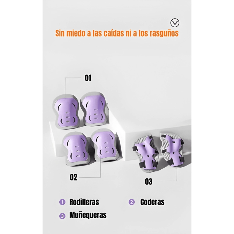 SET PROTECCION INFANTIL 6 PIEZAS CODERAS RODILLERAS AZUL - 1