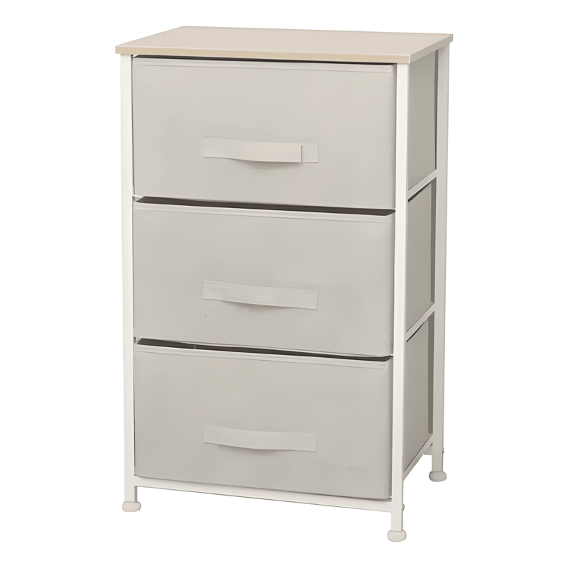 MESA DE LUZ CARRY ALL 3 CAJONES ARMAZON METALICO BEIGE - 1