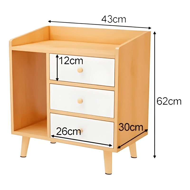 VELADOR 2 NIVELES 3 CAJONES CHIC HOME 62CM CAFE - 2