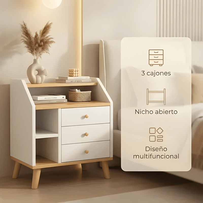 VELADOR VANGUARDIA 3 CAJONES HOMER DESIGN 50X30X61 BLANCO - 1