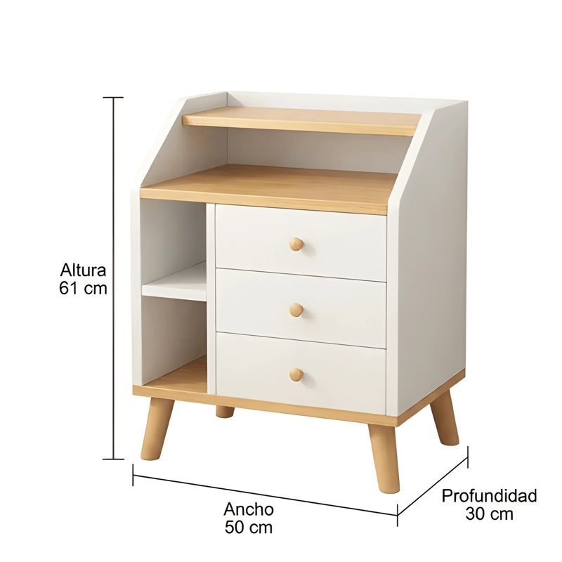 VELADOR VANGUARDIA 3 CAJONES HOMER DESIGN 50X30X61 BLANCO - 2