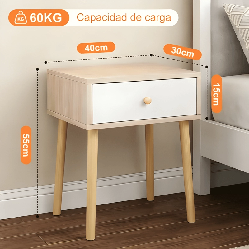 VELADOR CON CAJON MESA DE NOCHE MADERA 40X30X55 - 1