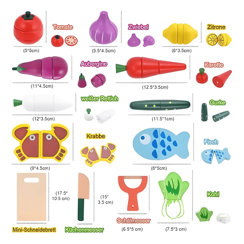 JUEGO DIDACTICO DE MADERA CORTA VEGETALES Y FRUTAS IMAN #2 - 3