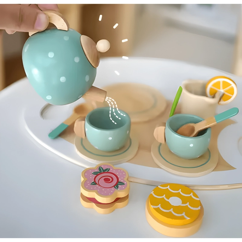 TAZAS DE TE  DE JUGUETE CON CALDERA Y PASTEL - 4