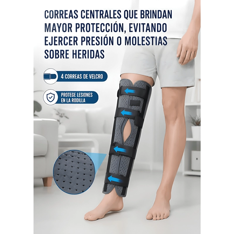 INMOVILIZADOR DE RODILLA LARGO TRIPANEL VELCRO AJUSTABLE - 4