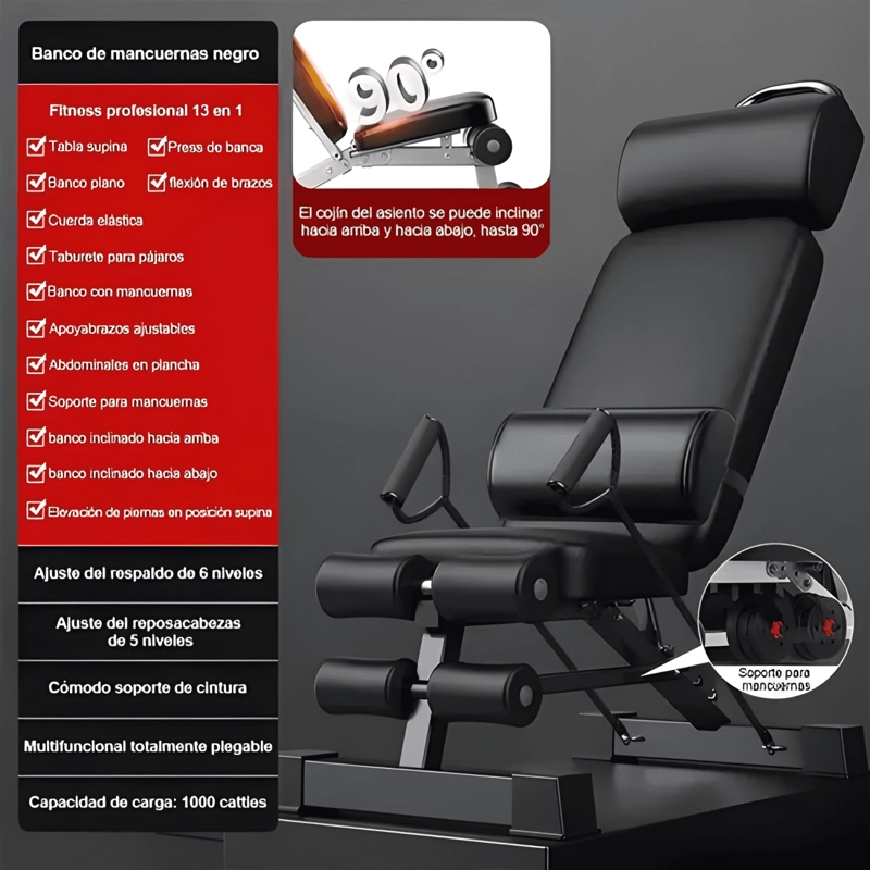 BANCO INCLINABLE PLEGABLE AJUSTABLE 13 EN 1 #3 - 1