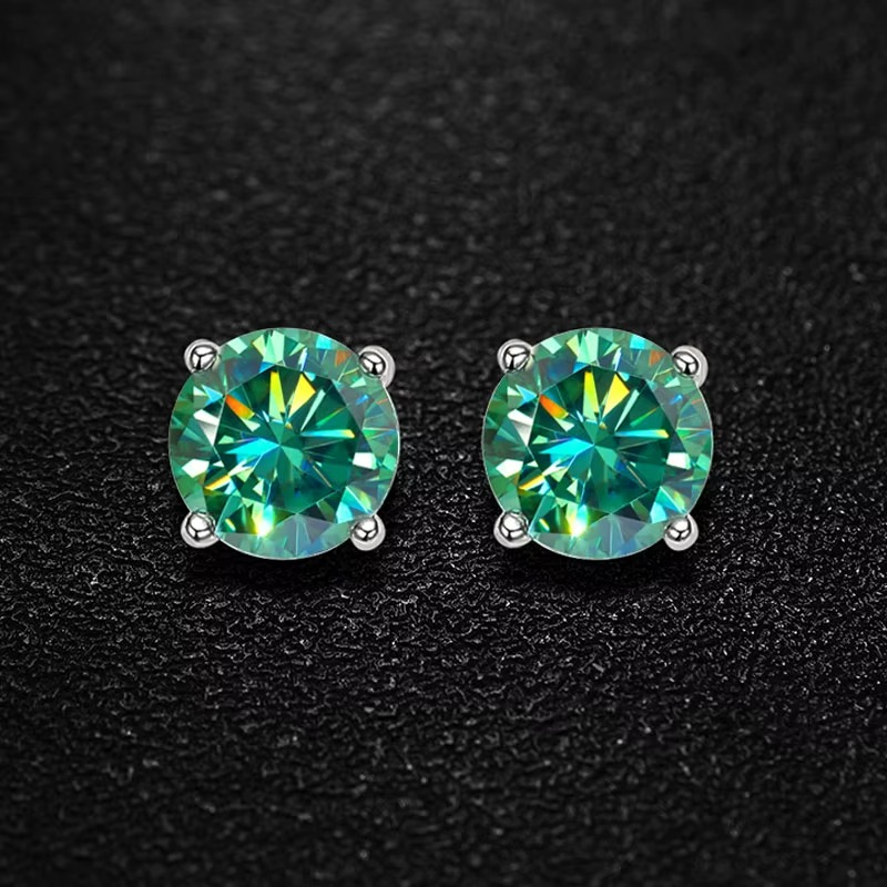 AROS DE MOISSANITA ORO BLANCO 18KT SOBRE PLATA 4MM CERTIFICADO - 2