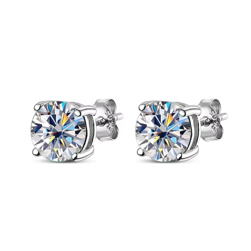 AROS MOISSANITA ORO BLANCO 18KT SOBRE PLATA 4MM CERTIFICADO - 2