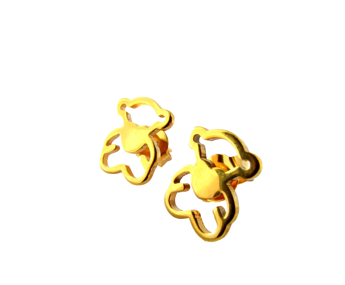 AROS EXCLUSIVOS OSO CORAZÓN BAÑO DE ORO 18KT OSITO CORAZÓN - 1
