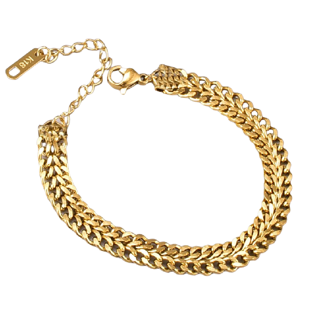 PULSERA MUJER AJUSTABLE TEJIDO GRUESO ORO 18KT - 1