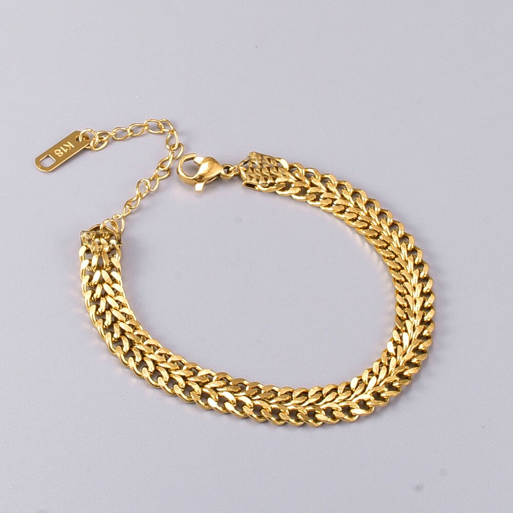 PULSERA MUJER AJUSTABLE TEJIDO GRUESO ORO 18KT - 2