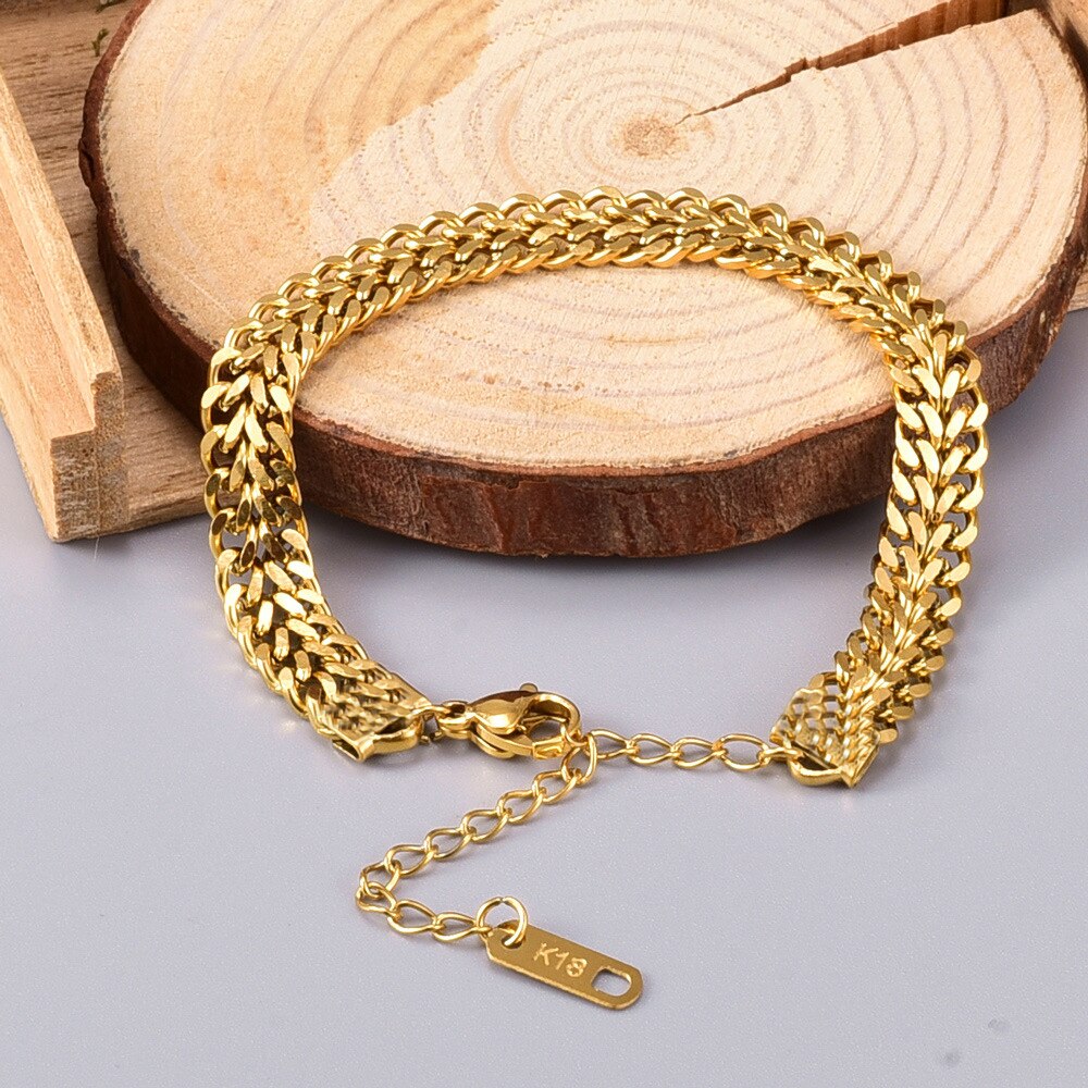 PULSERA MUJER AJUSTABLE TEJIDO GRUESO ORO 18KT - 3