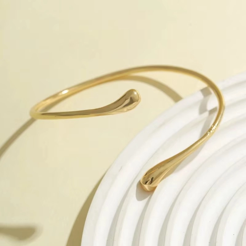 PULSERA BRAZALETE VINTAGE FORMA GOTA DE AGUA ORO 18K BAÑADO - 3