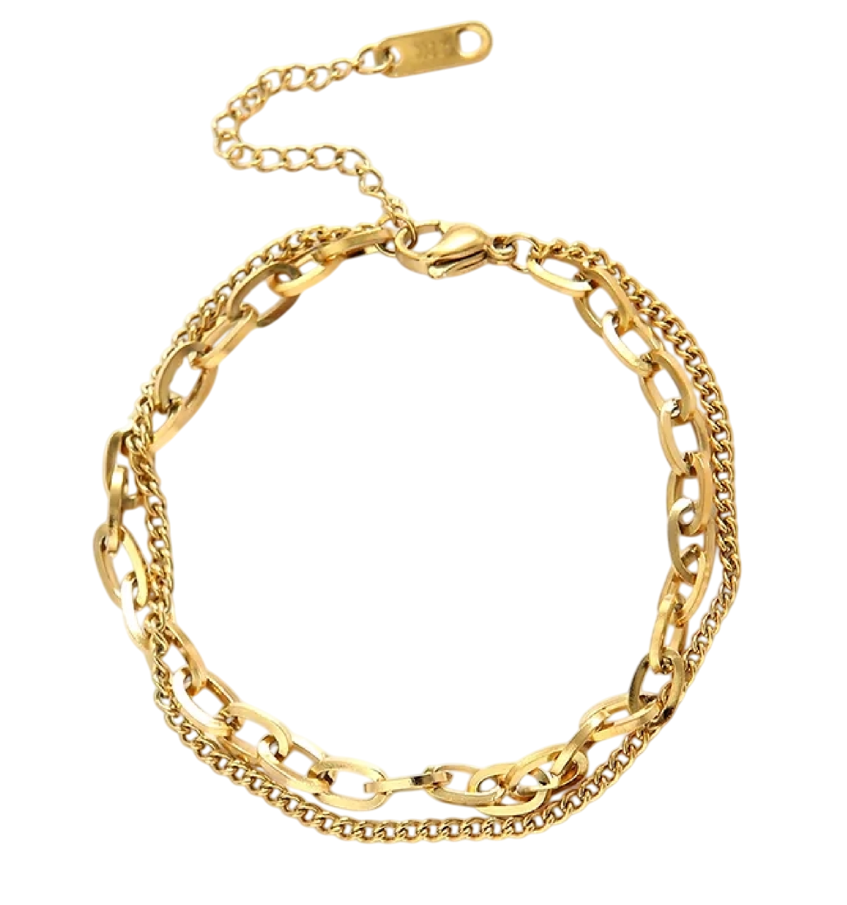 PULSERA DOBLE MUJER CON BAÑO DE ORO 18KT - 1