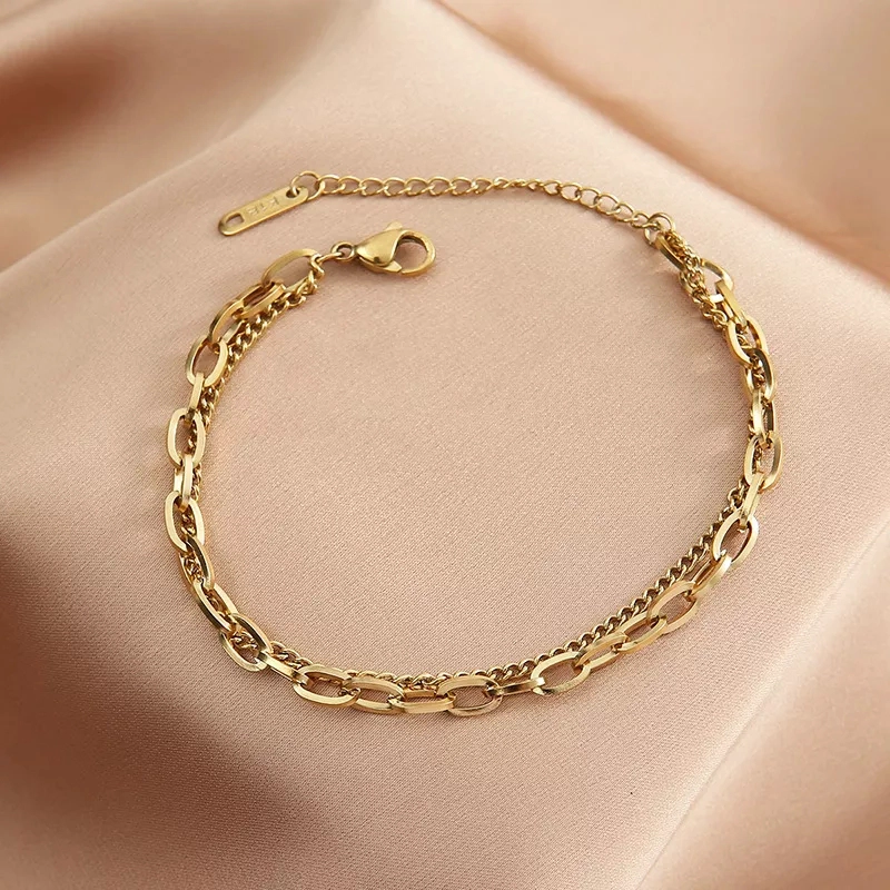 PULSERA DOBLE MUJER CON BAÑO DE ORO 18KT - 2