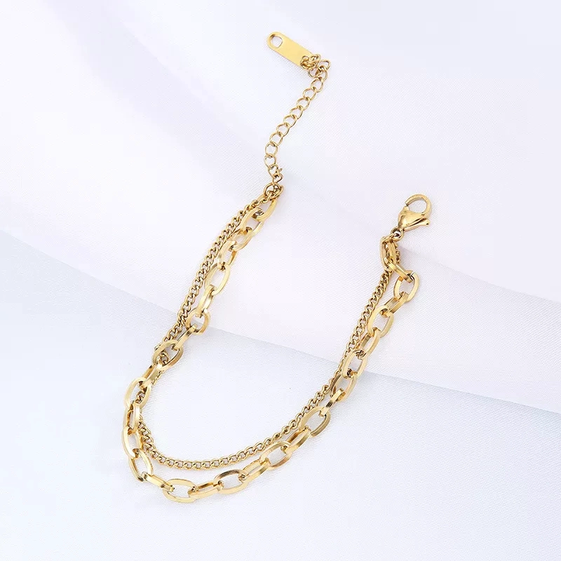 PULSERA DOBLE MUJER CON BAÑO DE ORO 18KT - 3