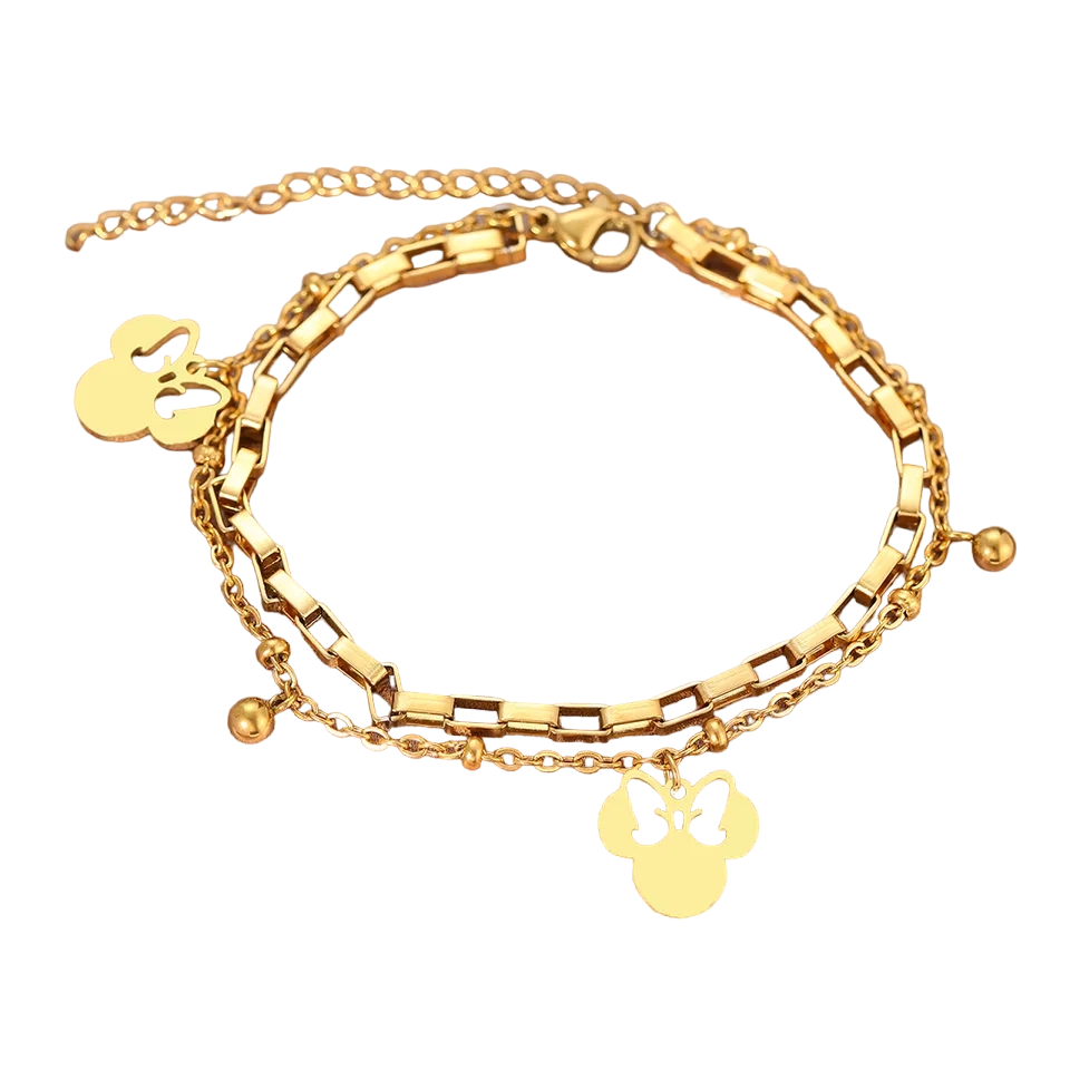 PULSERA MINNIE MOUSE EXCLUSIVO BAÑO ORO 18KT - 1