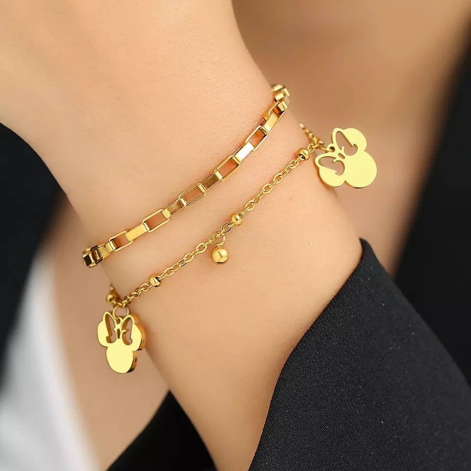 PULSERA MINNIE MOUSE EXCLUSIVO BAÑO ORO 18KT - 3