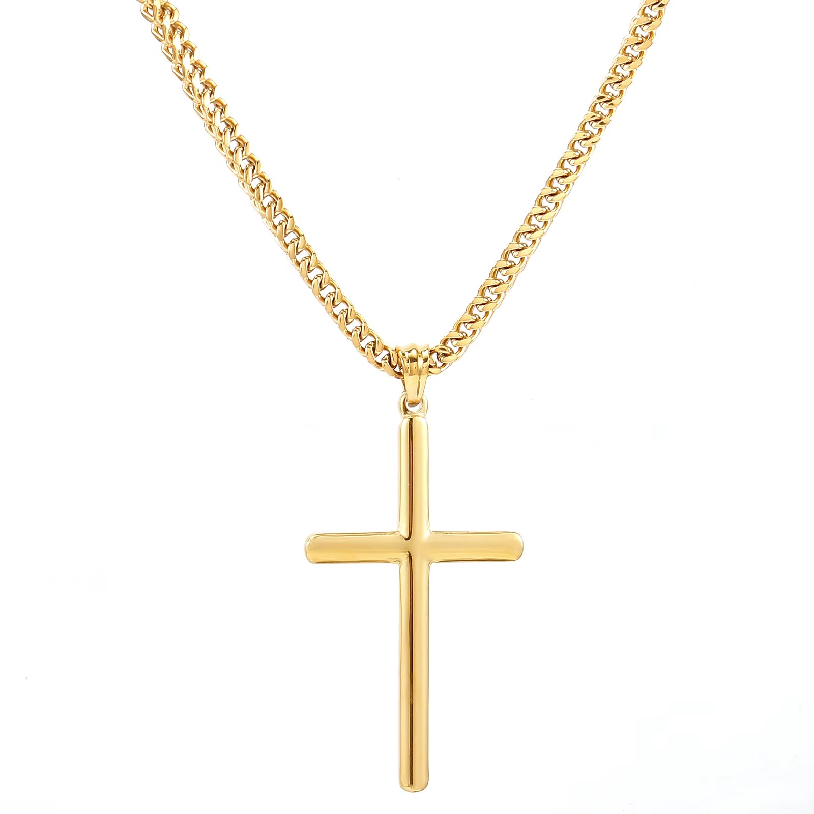 COLLAR LUXURYJOYASCL CRUZ CADENA GRUESA BAÑO ORO18K 63 CM - 1