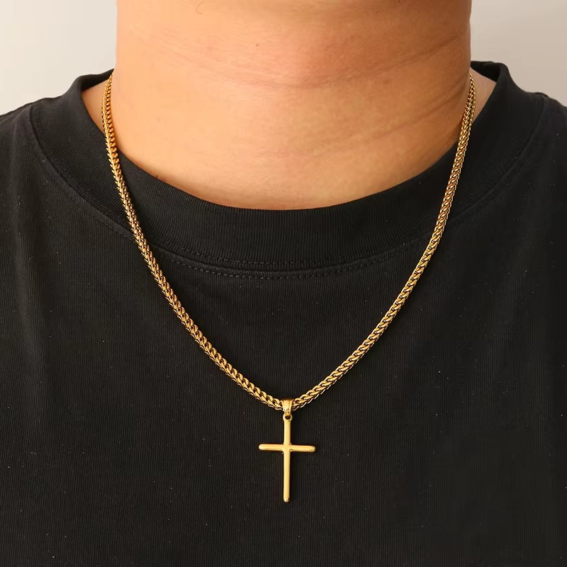 COLLAR LUXURYJOYASCL CRUZ CADENA GRUESA BAÑO ORO18K 63 CM - 3