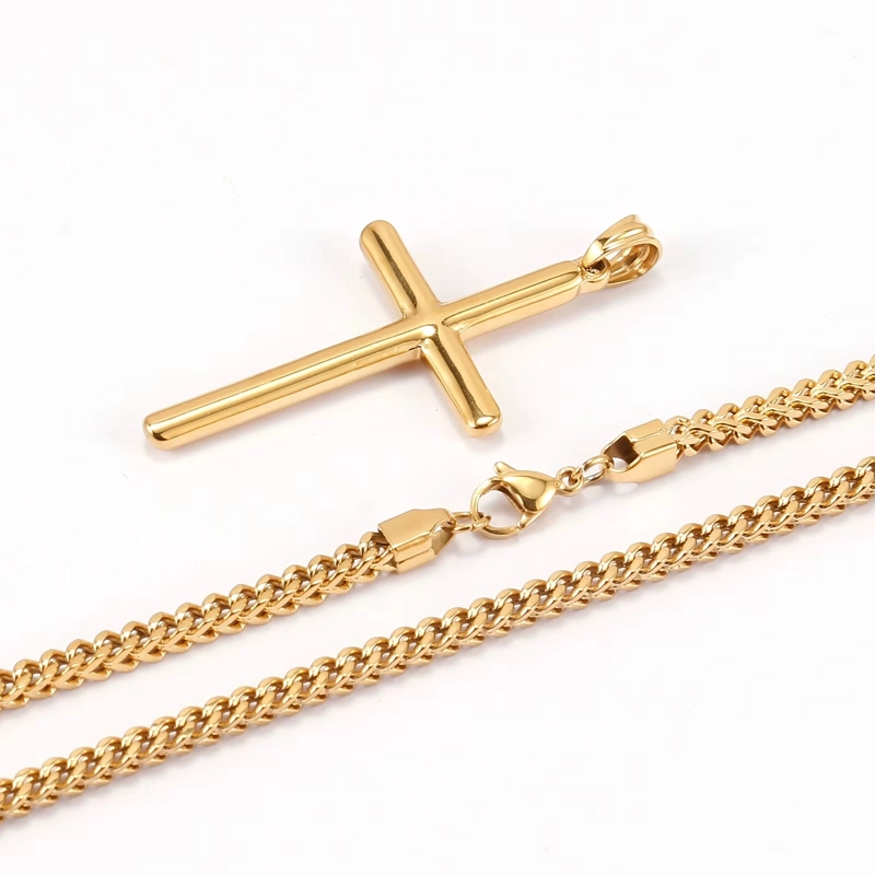 COLLAR LUXURYJOYASCL CRUZ CADENA GRUESA BAÑO ORO18K 63 CM - 4