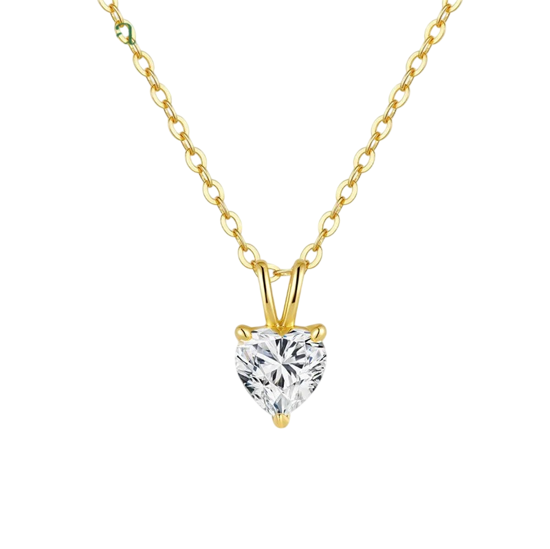 COLLAR CORAZON DIAMANTE MOISSANITA 1CT ORO SOBRE PLATA