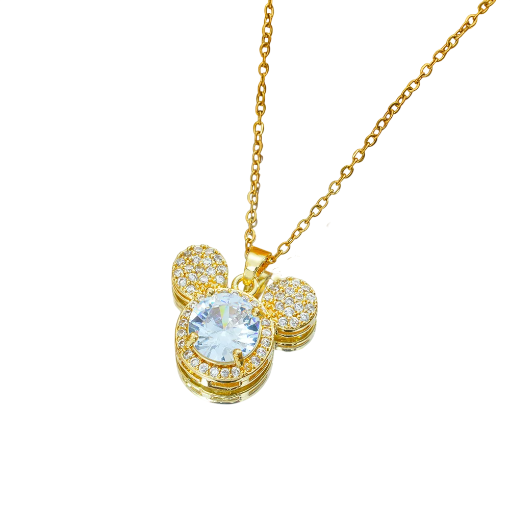 REMATE!! COLLAR MICKEY BAÑO ORO 18KT CON CRISTALES - 1