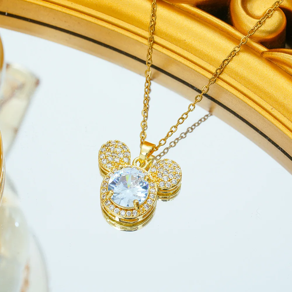 REMATE!! COLLAR MICKEY BAÑO ORO 18KT CON CRISTALES - 3
