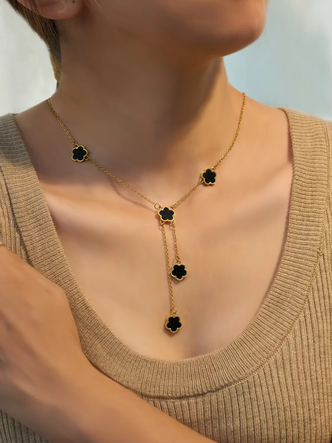 COLLAR LUXURYJOYASCL FLORES DOBLES BAÑADO EN ORO18KT - 2