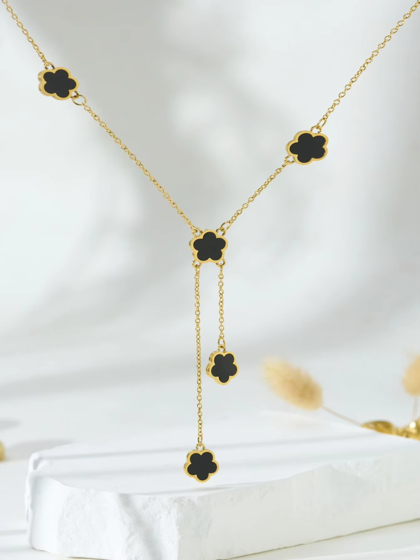 COLLAR LUXURYJOYASCL FLORES DOBLES BAÑADO EN ORO18KT - 3