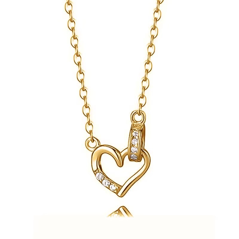 COLLAR CORAZON ENLAZADO CRISTALES ORO 18K S925 - 45 CM - 1