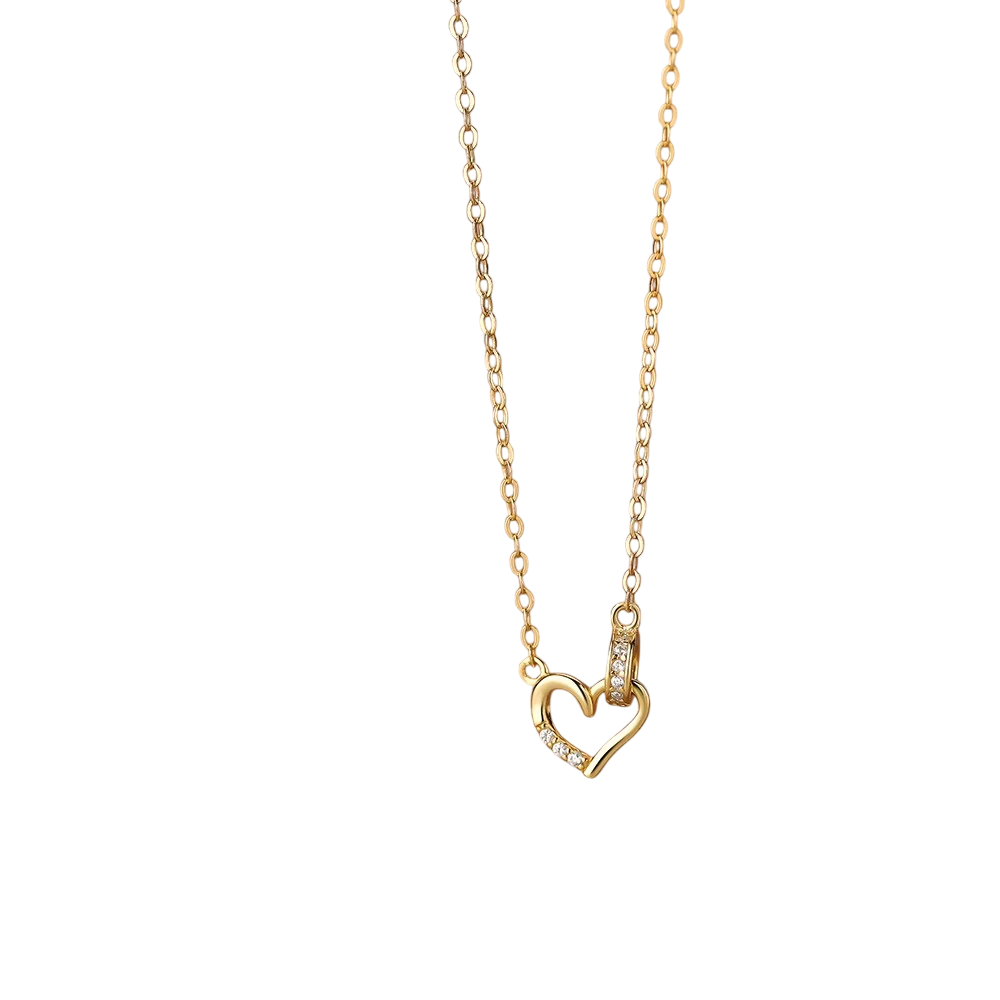 COLLAR CORAZON ENLAZADO CRISTALES ORO 18K S925 - 45 CM - 4