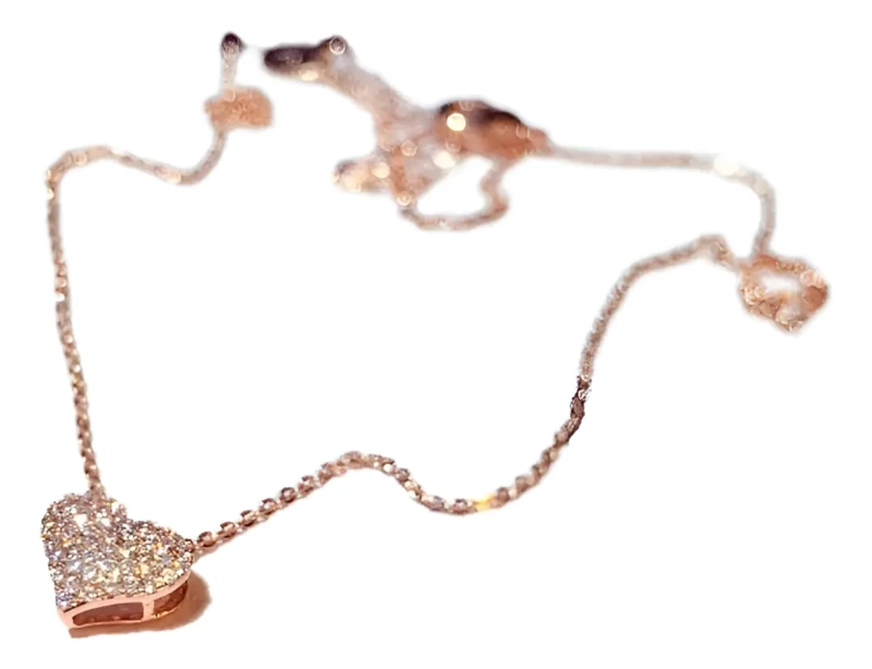 OFF! COLLAR ORO 18K CORAZON CRISTAL ROSA AUSTRIACO -2711NJR - 1