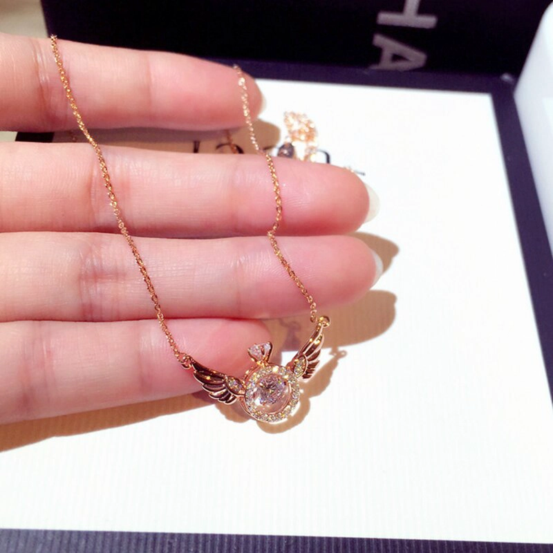 OFERTA!! COLLAR ALAS PUNTO LUZ ORO ROSA 18KT CRISTAL 1701EJR - 2