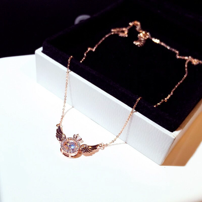 OFERTA!! COLLAR ALAS PUNTO LUZ ORO ROSA 18KT CRISTAL 1701EJR - 3